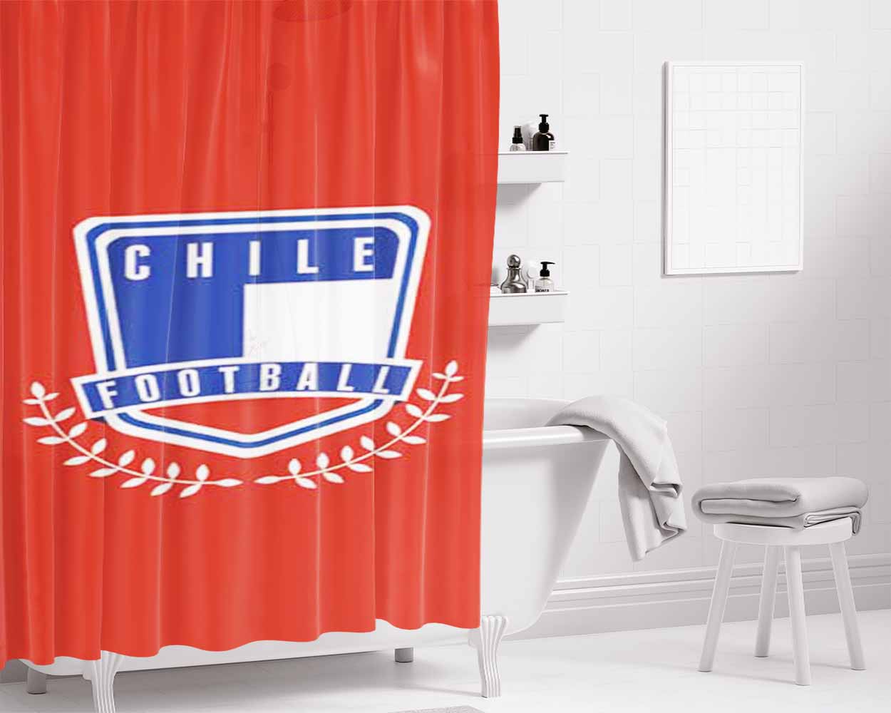 Chile Fc Bathroom Shower Curtain Fabric Waterproof | 66 X 72 Inch