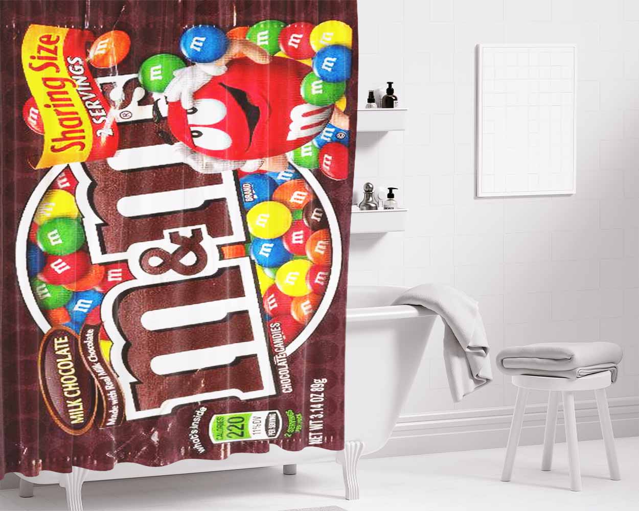 Chocloate Mm Bathroom Shower Curtain Fabric Waterproof | 66 X 72 Inch