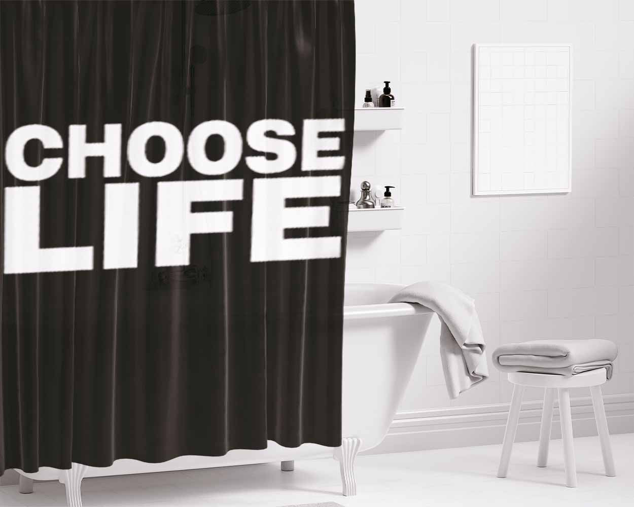 Choose Life Bathroom Shower Curtain Fabric Waterproof | 66 X 72 Inch