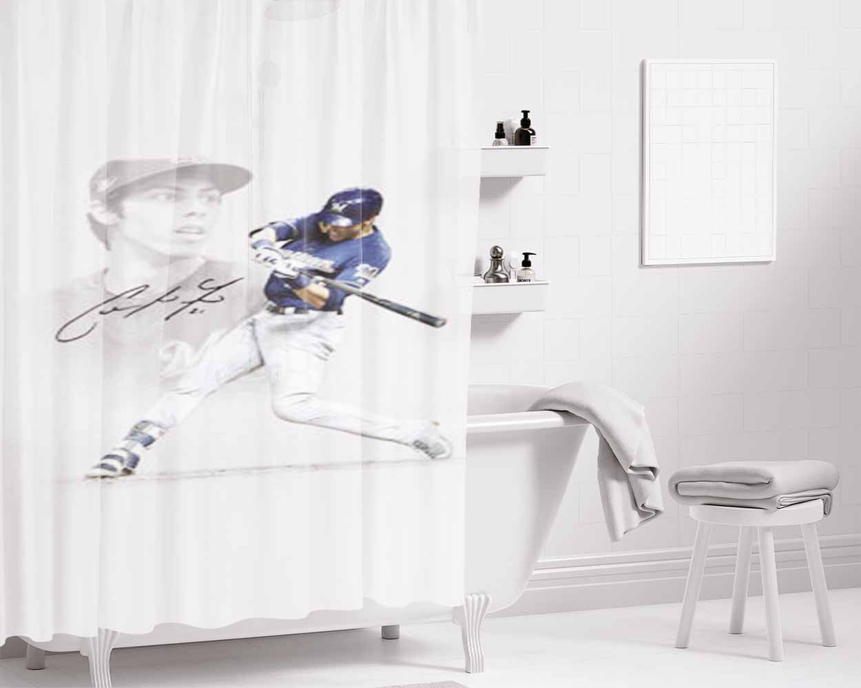 Christian Yelich Signature Bathroom Shower Curtain Fabric Waterproof | 66 X 72 Inch