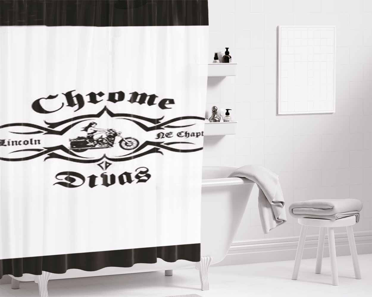 Chrome Divas Logo Bathroom Shower Curtain Fabric Waterproof | 66 X 72 Inch