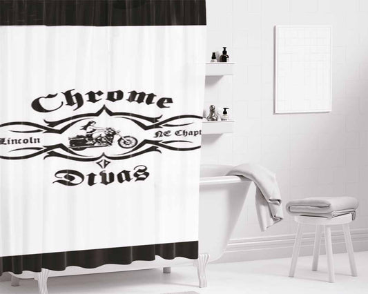 Chrome Divas Logo Bathroom Shower Curtain Fabric Waterproof | 66 X 72 Inch
