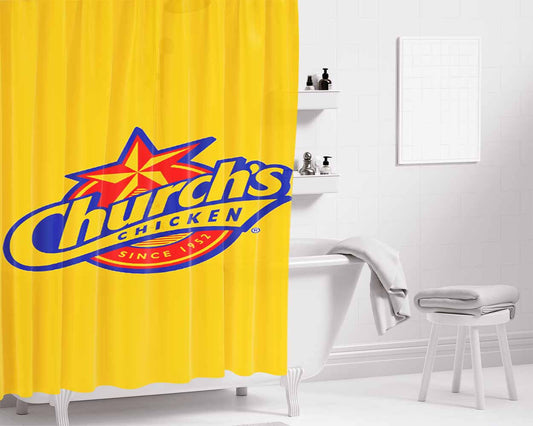 Church'S Chicken Bathroom Shower Curtain Fabric Waterproof | 66 X 72 Inch