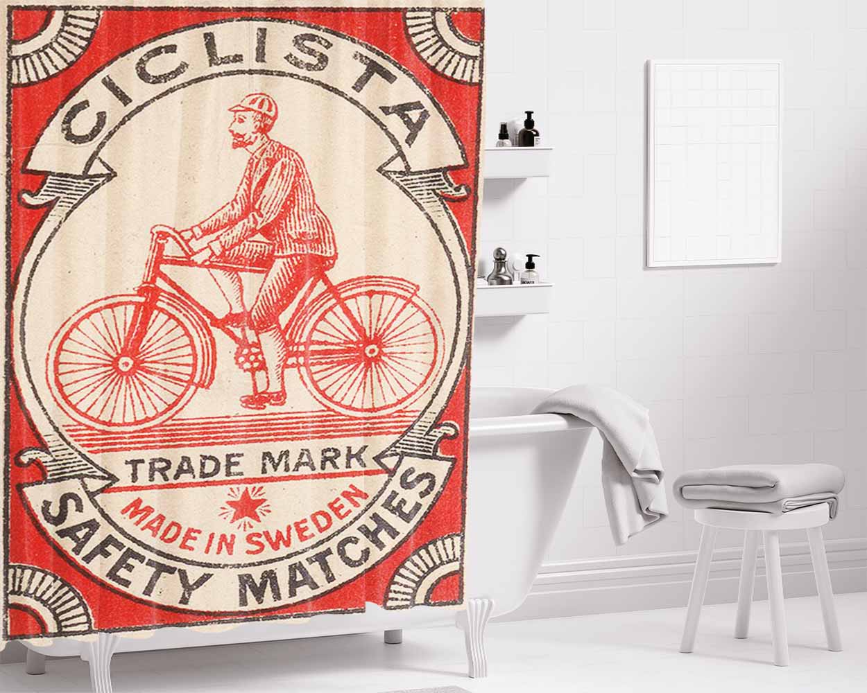 Ciclista Bathroom Shower Curtain Fabric Waterproof | 66 X 72 Inch