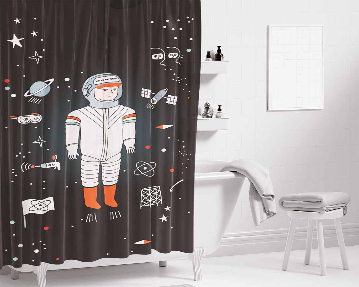 Circus Boy Band Bathroom Shower Curtain Fabric Waterproof | 66 X 72 Inch