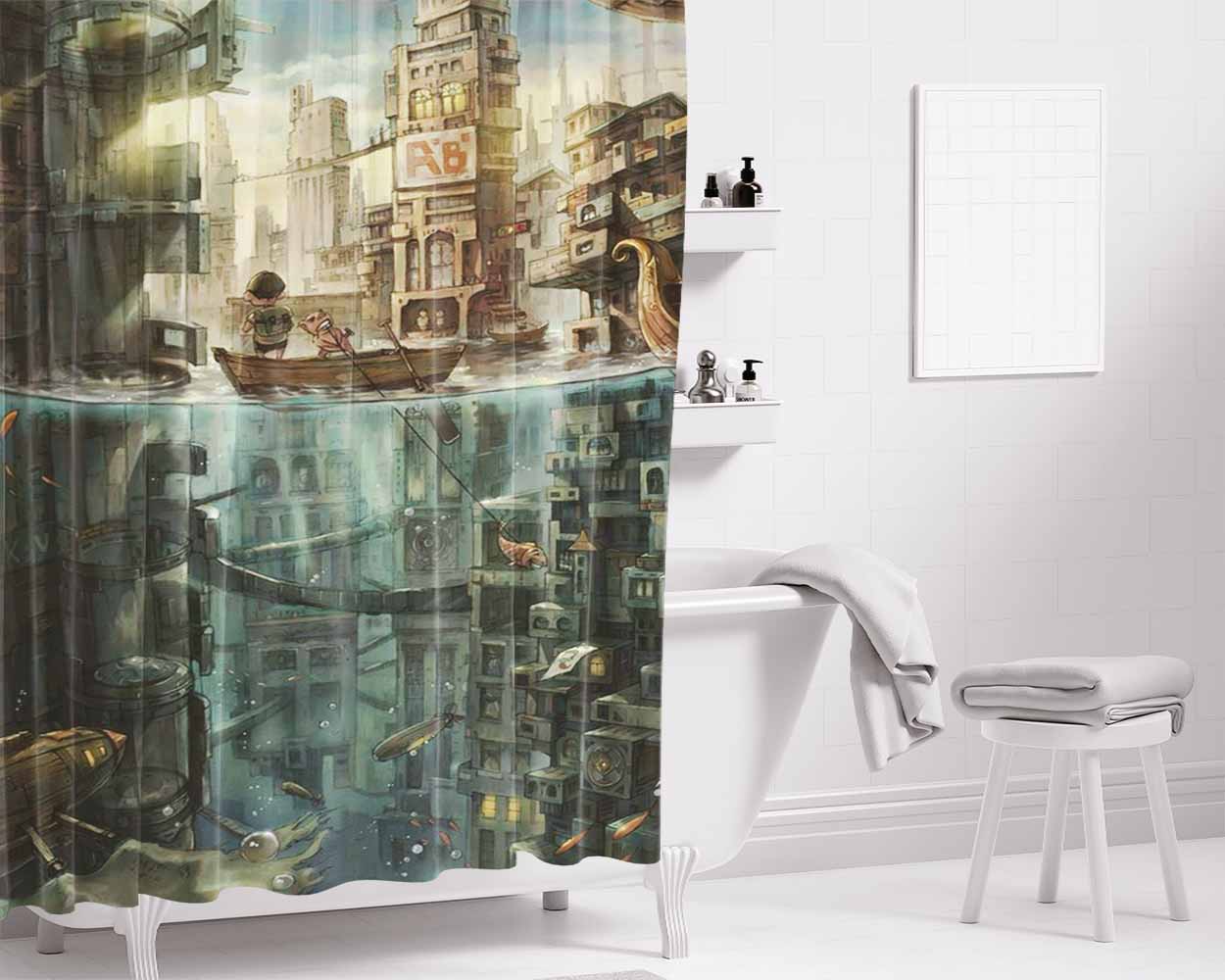 City On Air Bathroom Shower Curtain Fabric Waterproof | 66 X 72 Inch