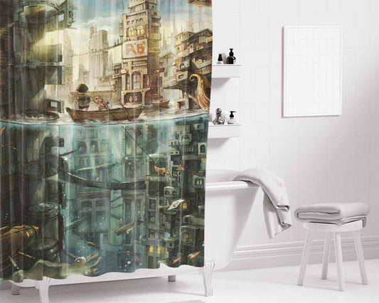 City On Air Bathroom Shower Curtain Fabric Waterproof | 66 X 72 Inch