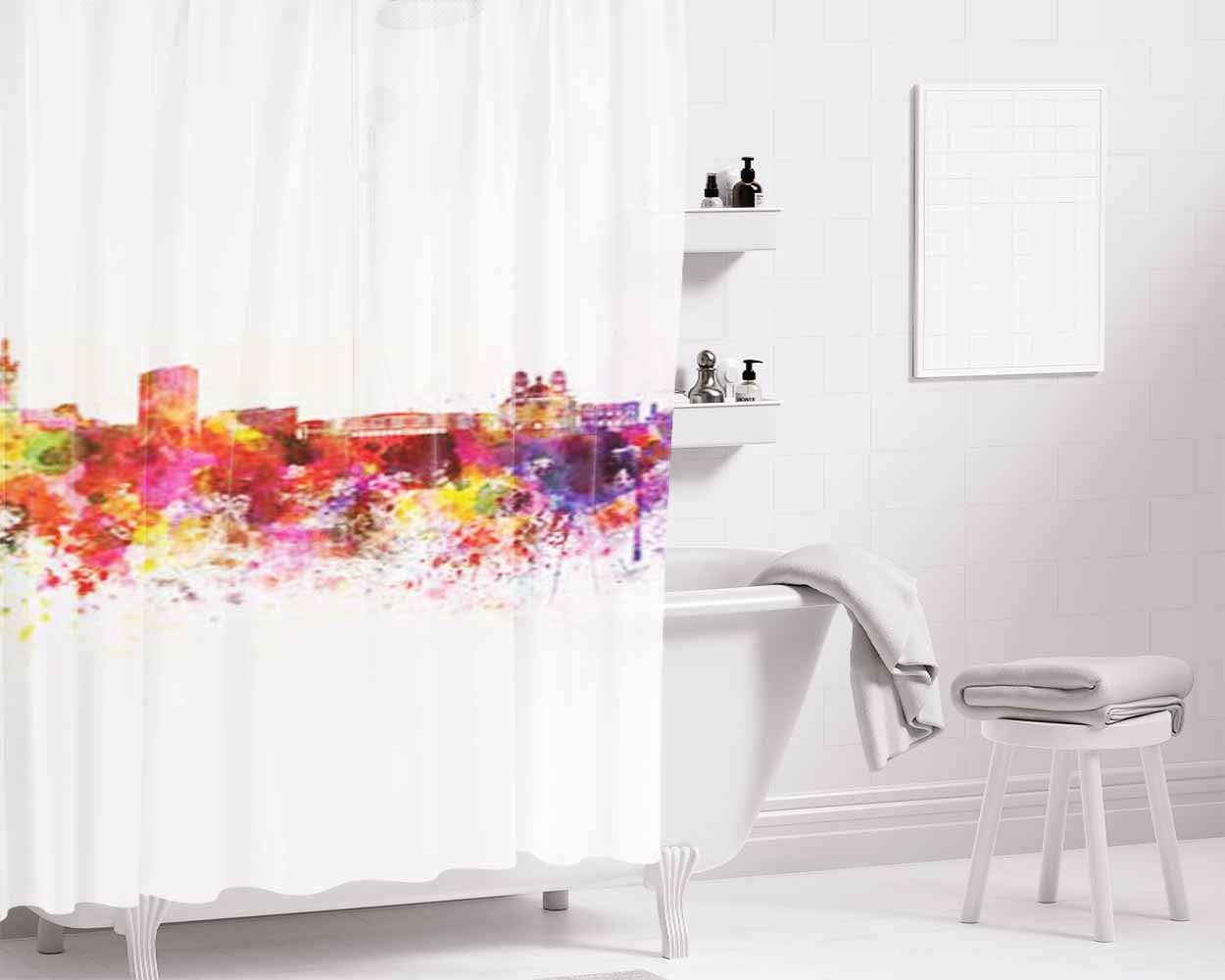 City Splatter 1 Bathroom Shower Curtain Fabric Waterproof | 66 X 72 Inch
