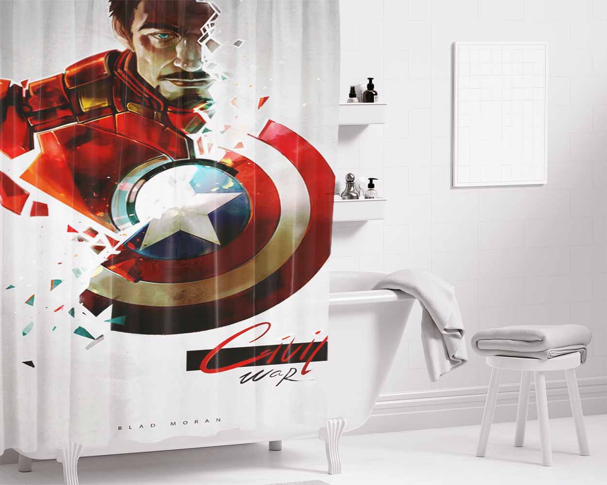 Civil War Blod Moran Bathroom Shower Curtain Fabric Waterproof | 66 X 72 Inch