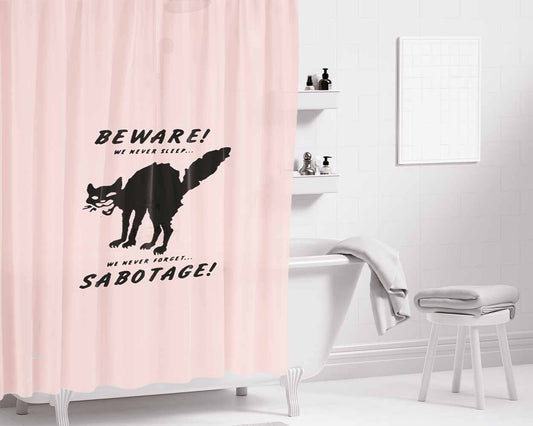 Class War Sabotage Cat Human Liberation Rights Anarchy Bathroom Shower Curtain Fabric Waterproof | 66 X 72 Inch
