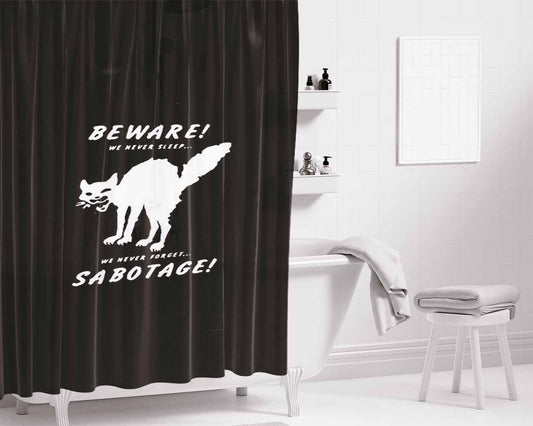 Class War Sabotage Cat Human Liberation Bathroom Shower Curtain Fabric Waterproof | 66 X 72 Inch