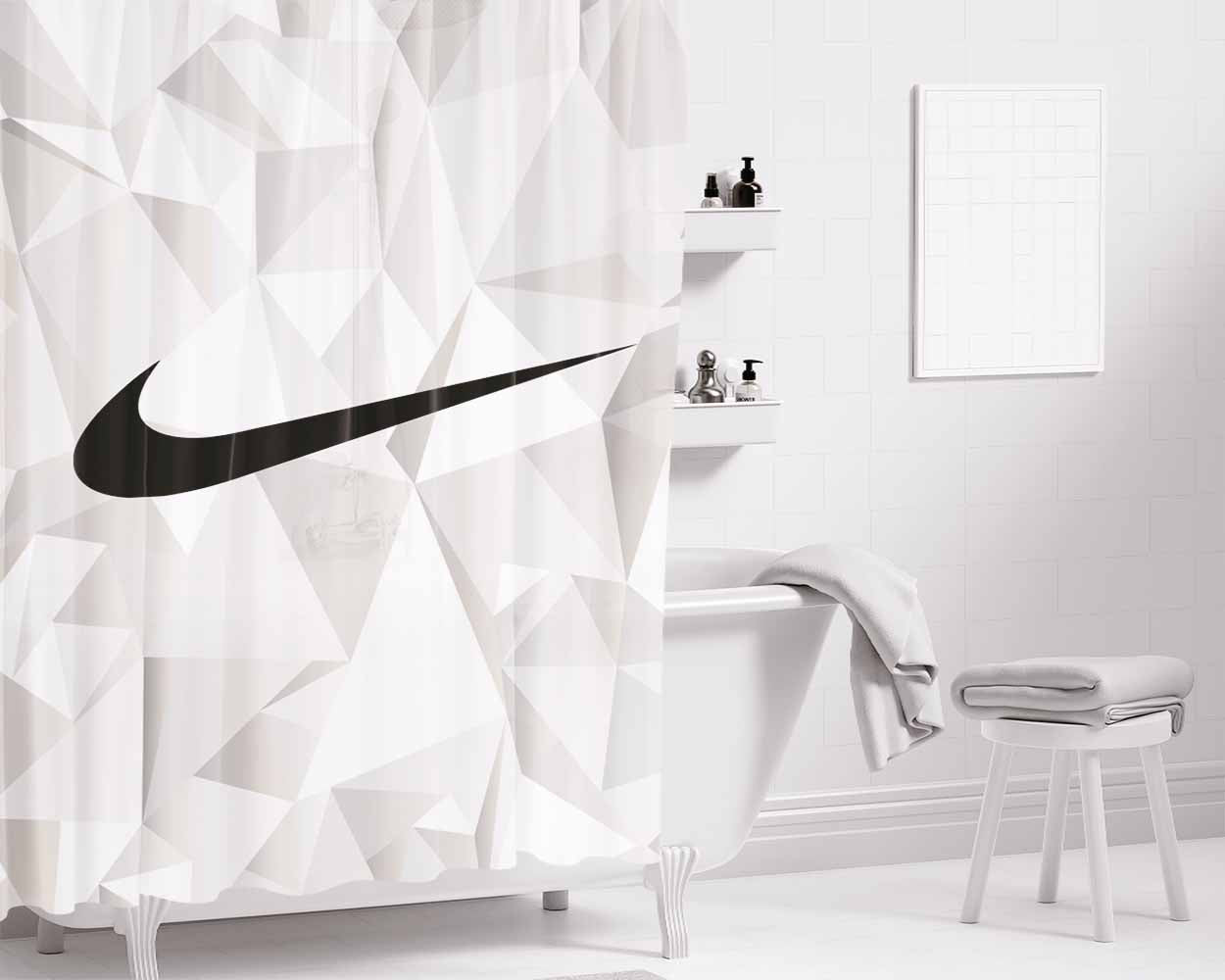 Clear Nike Bathroom Shower Curtain Fabric Waterproof | 66 X 72 Inch