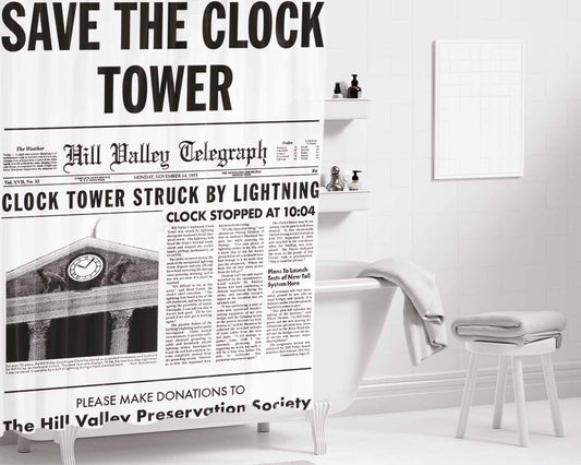 Clock Tower Bathroom Shower Curtain Fabric Waterproof | 66 X 72 Inch