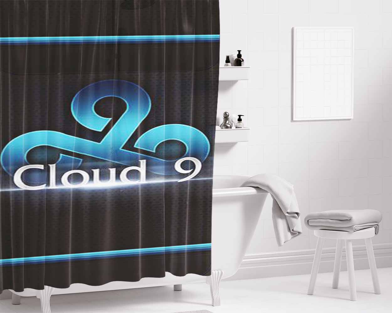 Cloud 9 Logo Bathroom Shower Curtain Fabric Waterproof | 66 X 72 Inch