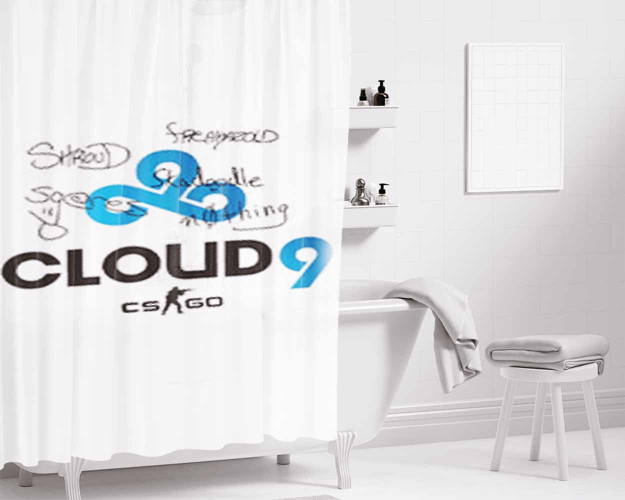 Cloud 9 Team Signatures Bathroom Shower Curtain Fabric Waterproof | 66 X 72 Inch