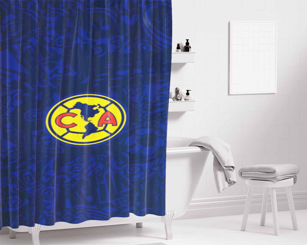 Club America De Mexico Bathroom Shower Curtain Fabric Waterproof | 66 X 72 Inch