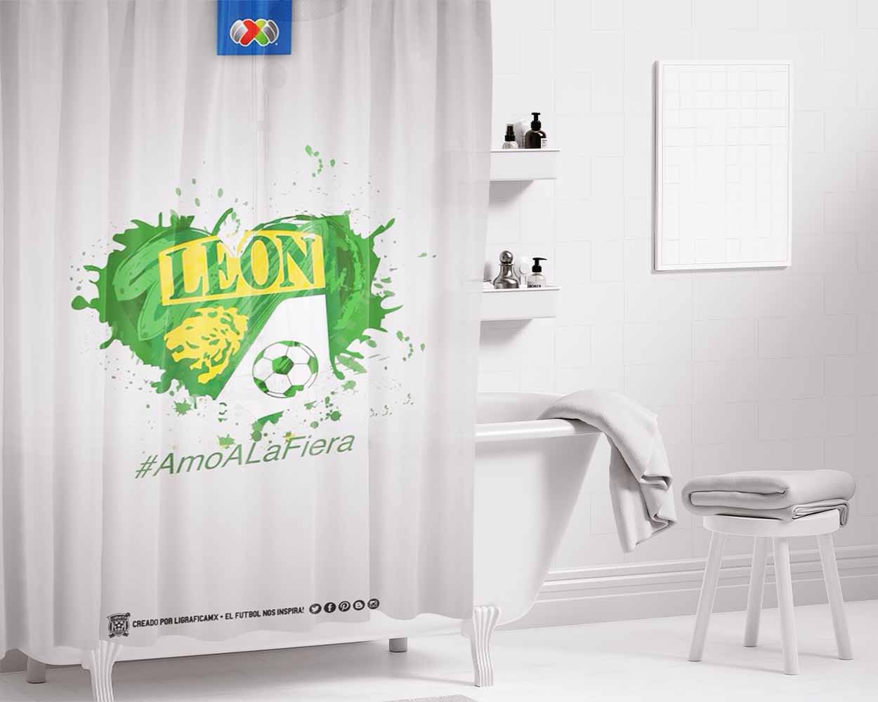 Club Leon Football Love Bathroom Shower Curtain Fabric Waterproof | 66 X 72 Inch