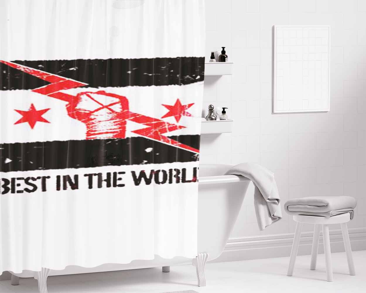 Cm Punk Logo Horizontal Bathroom Shower Curtain Fabric Waterproof | 66 X 72 Inch