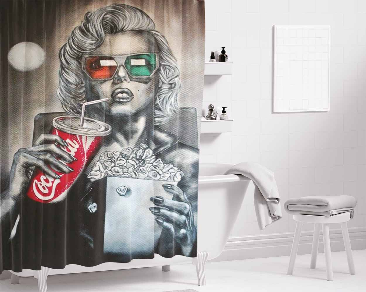 Coca-Cola Brand Bathroom Shower Curtain Fabric Waterproof | 66 X 72 Inch