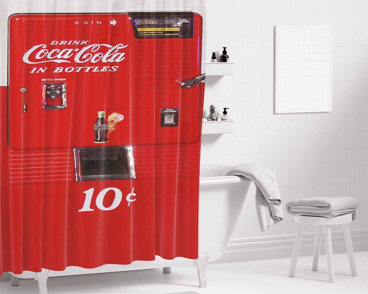 Coca Cola Hebrew Israel Pepsi Soda Bathroom Shower Curtain Fabric Waterproof | 66 X 72 Inch