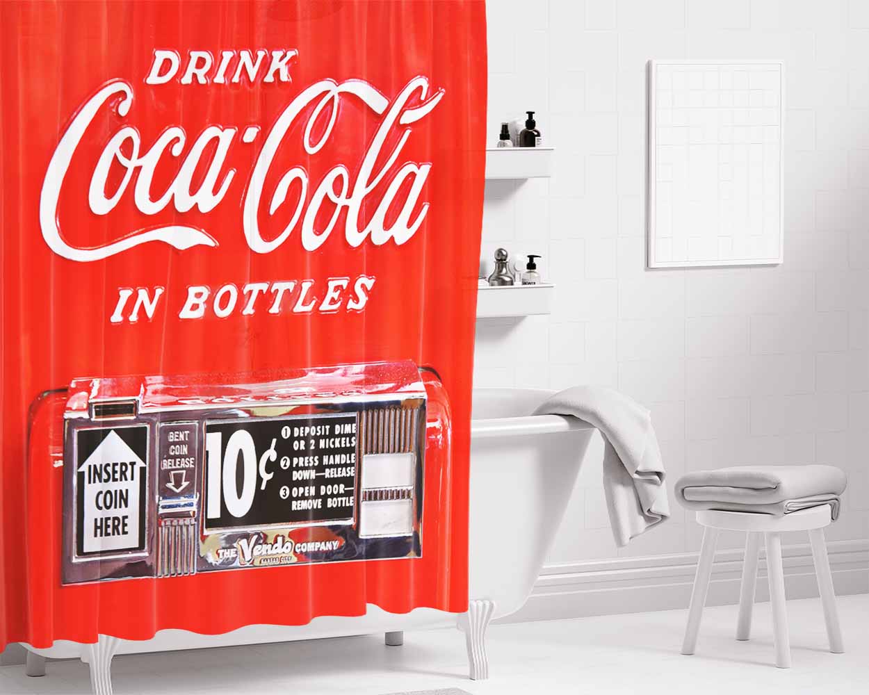 Coca Cola Logo Bathroom Shower Curtain Fabric Waterproof | 66 X 72 Inch