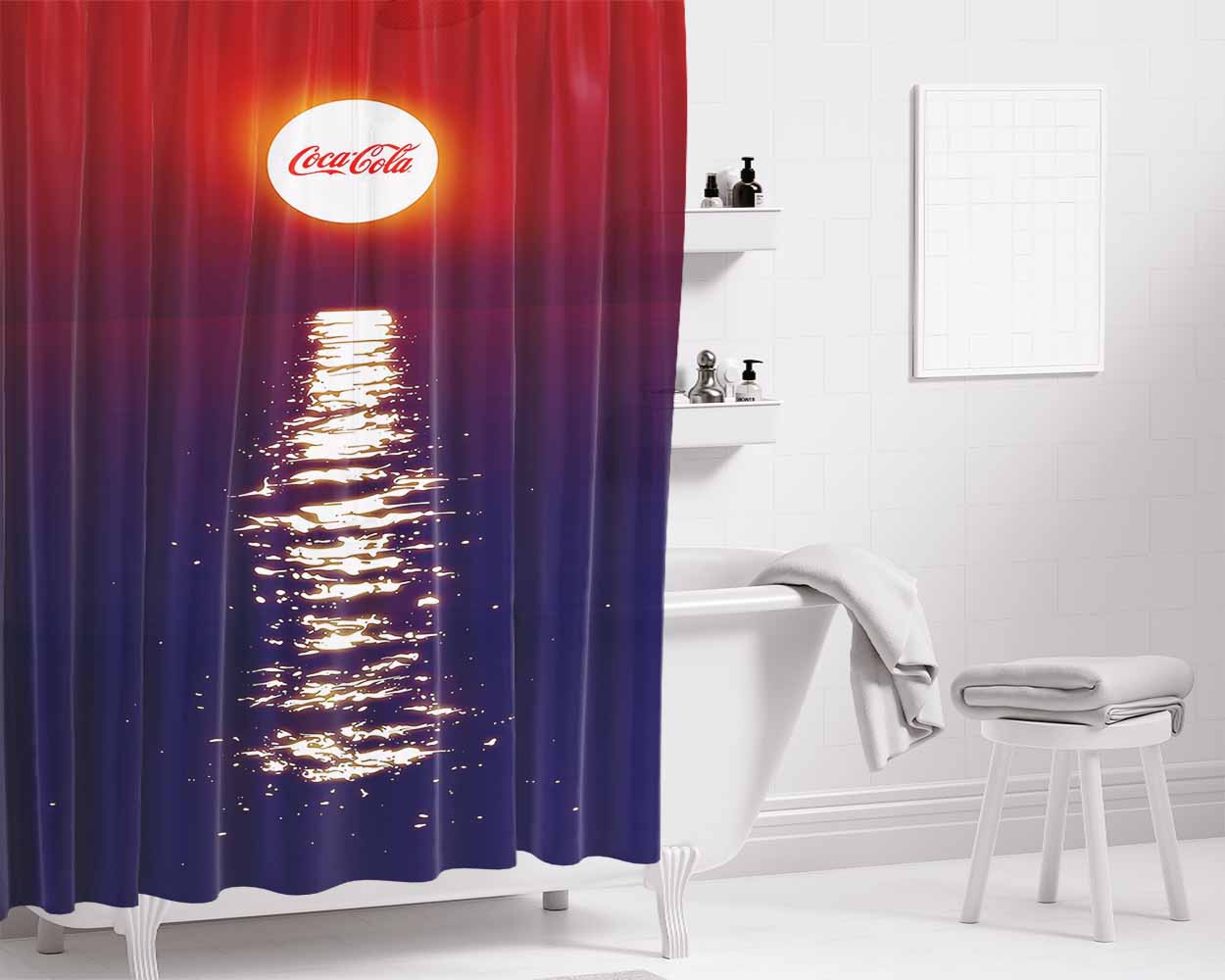 Coca Cola Old Cold Vending Machine 2 Bathroom Shower Curtain Fabric Waterproof | 66 X 72 Inch