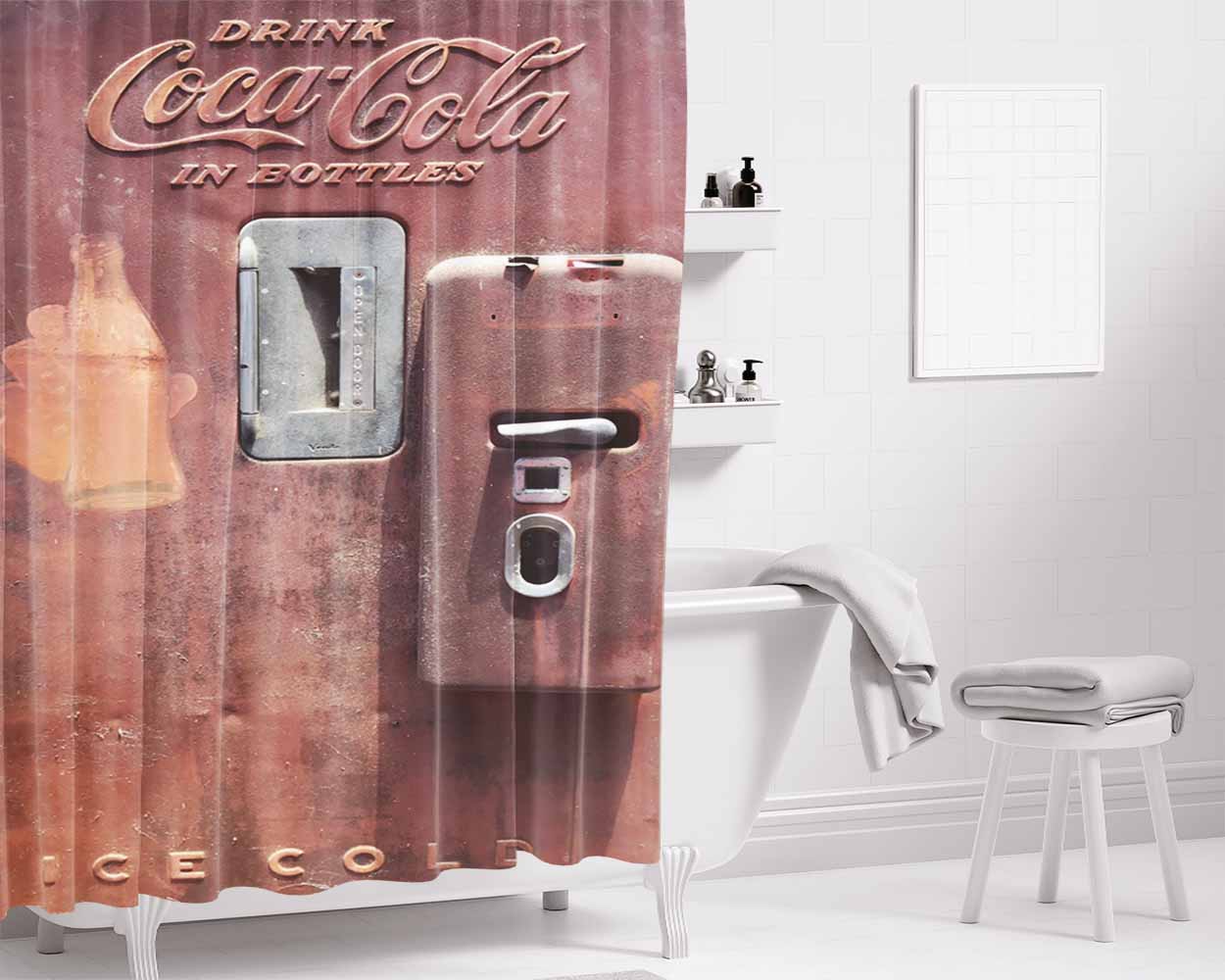 Coca Cola Truck Design Bathroom Shower Curtain Fabric Waterproof | 66 X 72 Inch