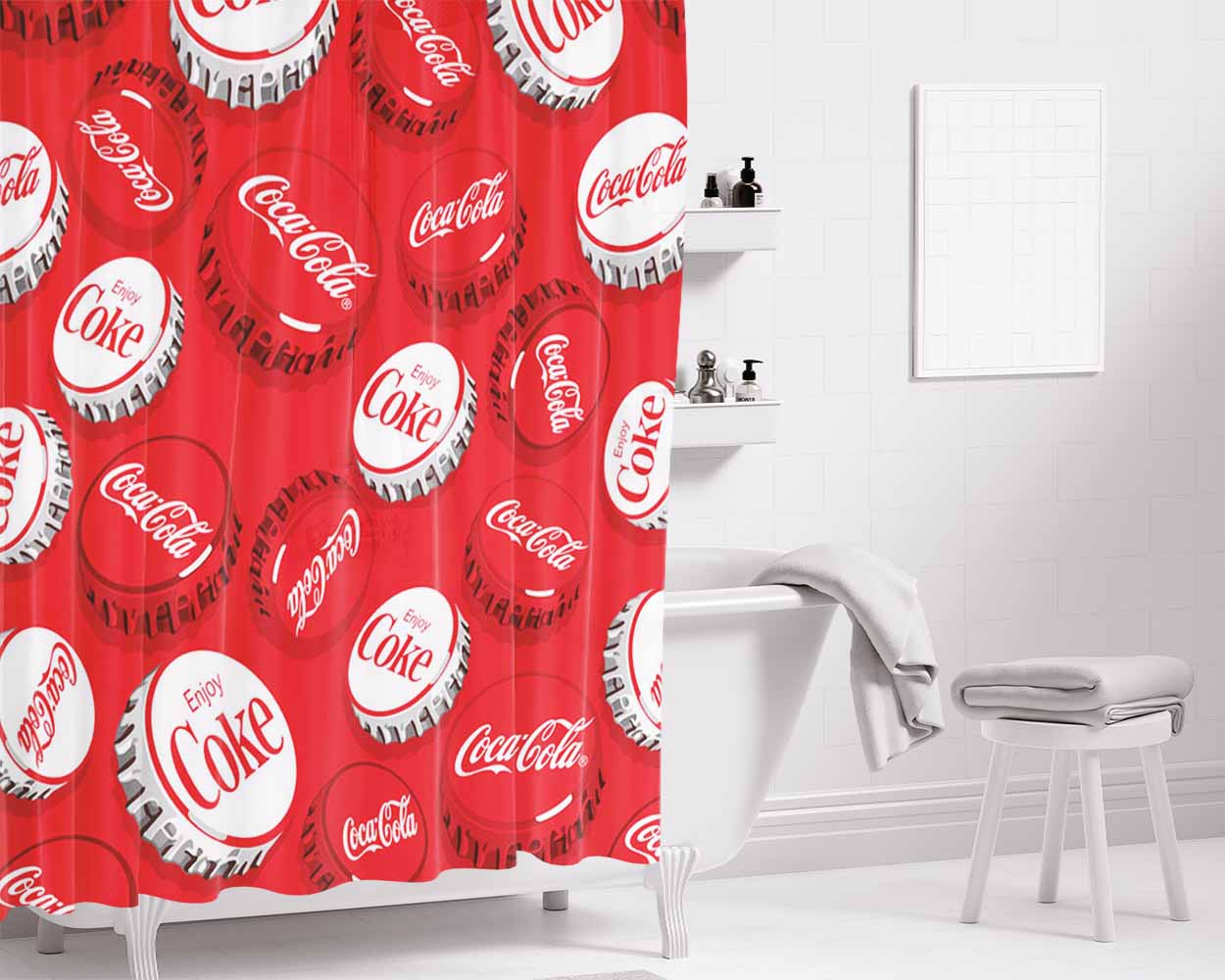 Coca Cola Zero Black Bathroom Shower Curtain Fabric Waterproof | 66 X 72 Inch