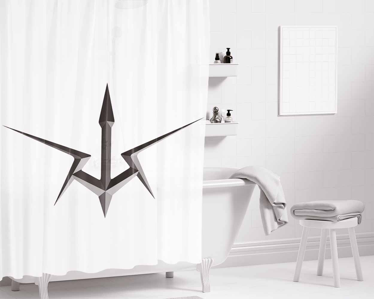Code Geass Logo White Bathroom Shower Curtain Fabric Waterproof | 66 X 72 Inch