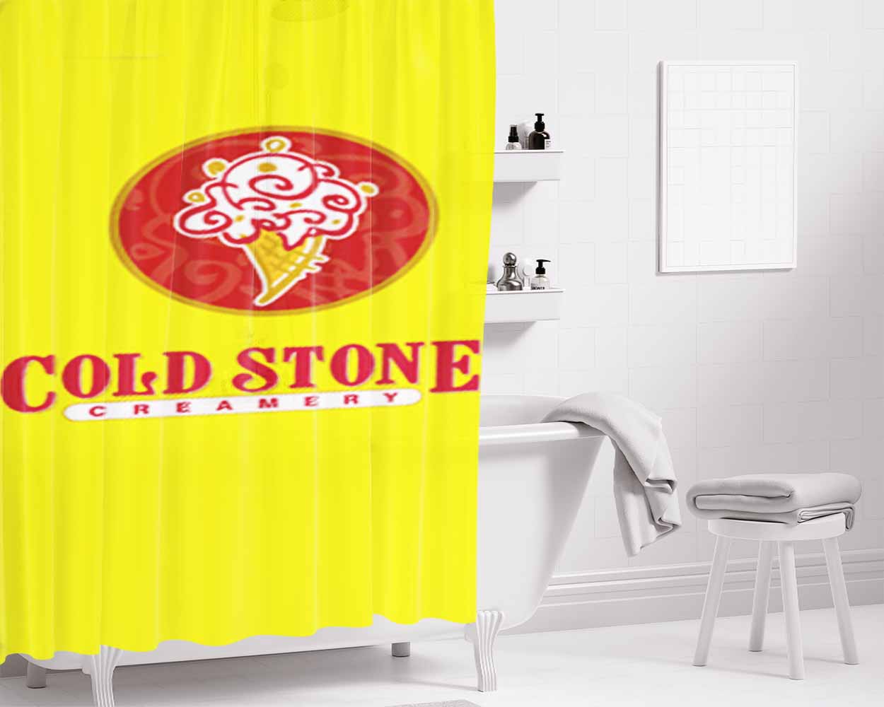 Cold Stone Creameries Ice Cream Bathroom Shower Curtain Fabric Waterproof | 66 X 72 Inch