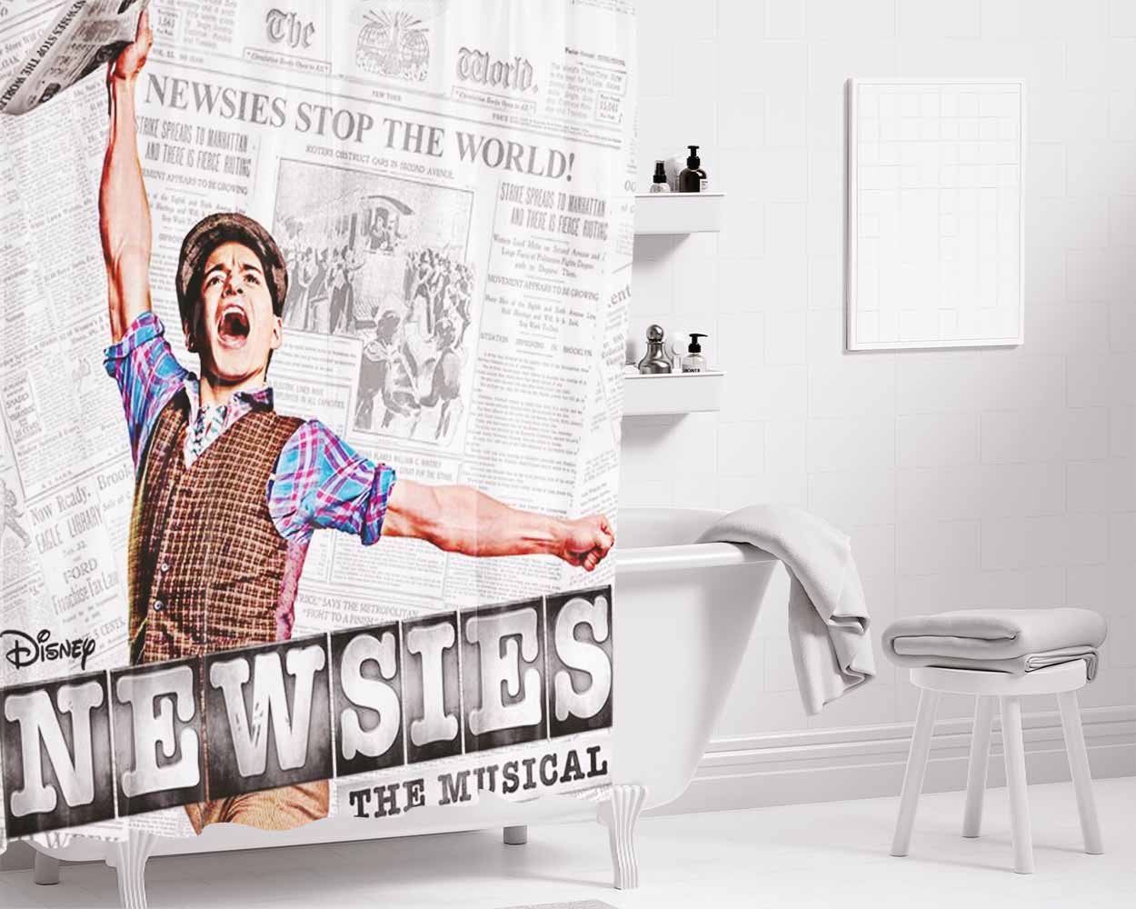 Collage Newsies Bathroom Shower Curtain Fabric Waterproof | 66 X 72 Inch