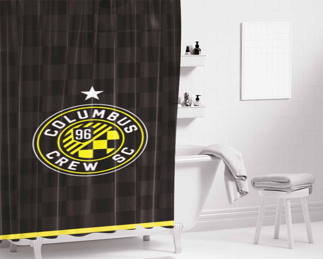 Columbus Crew Sc Bathroom Shower Curtain Fabric Waterproof | 66 X 72 Inch