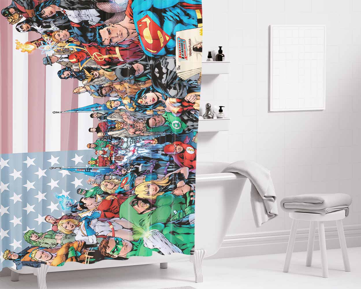 Comic Case Bathroom Shower Curtain Fabric Waterproof | 66 X 72 Inch
