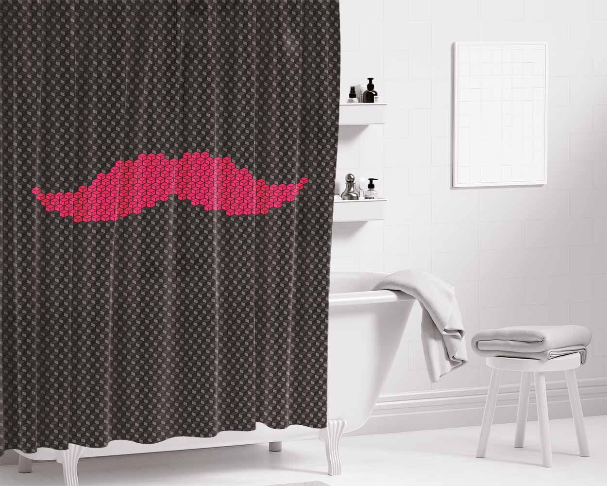 Cool Mustache Bathroom Shower Curtain Fabric Waterproof | 66 X 72 Inch