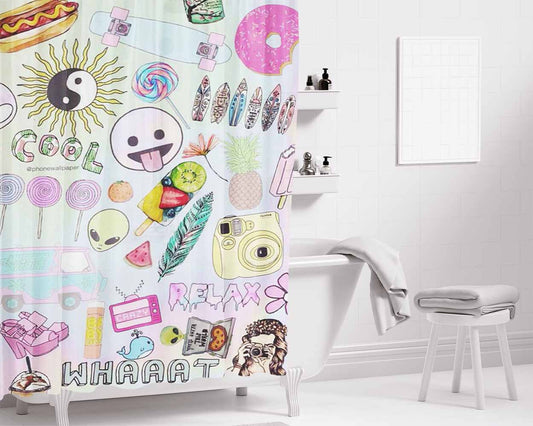 Cool Whaaaat Relax Bathroom Shower Curtain Fabric Waterproof | 66 X 72 Inch