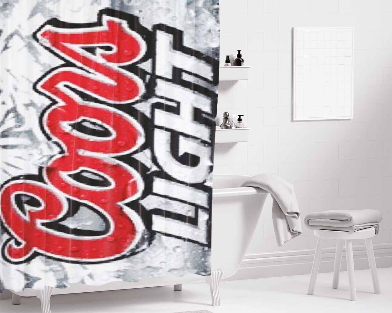 Coors Light Beer 4 Bathroom Shower Curtain Fabric Waterproof | 66 X 72 Inch
