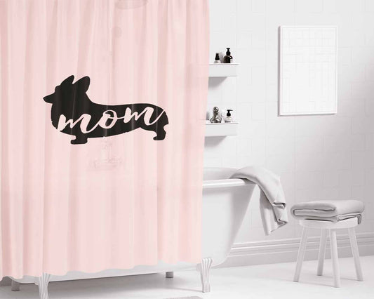 Corgi Mom Owner Gift Dog Lovers Bathroom Shower Curtain Fabric Waterproof | 66 X 72 Inch