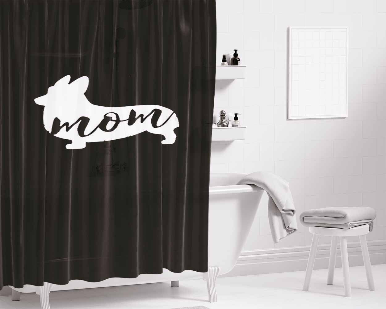 Corgi Mom Owner Gift Bathroom Shower Curtain Fabric Waterproof | 66 X 72 Inch
