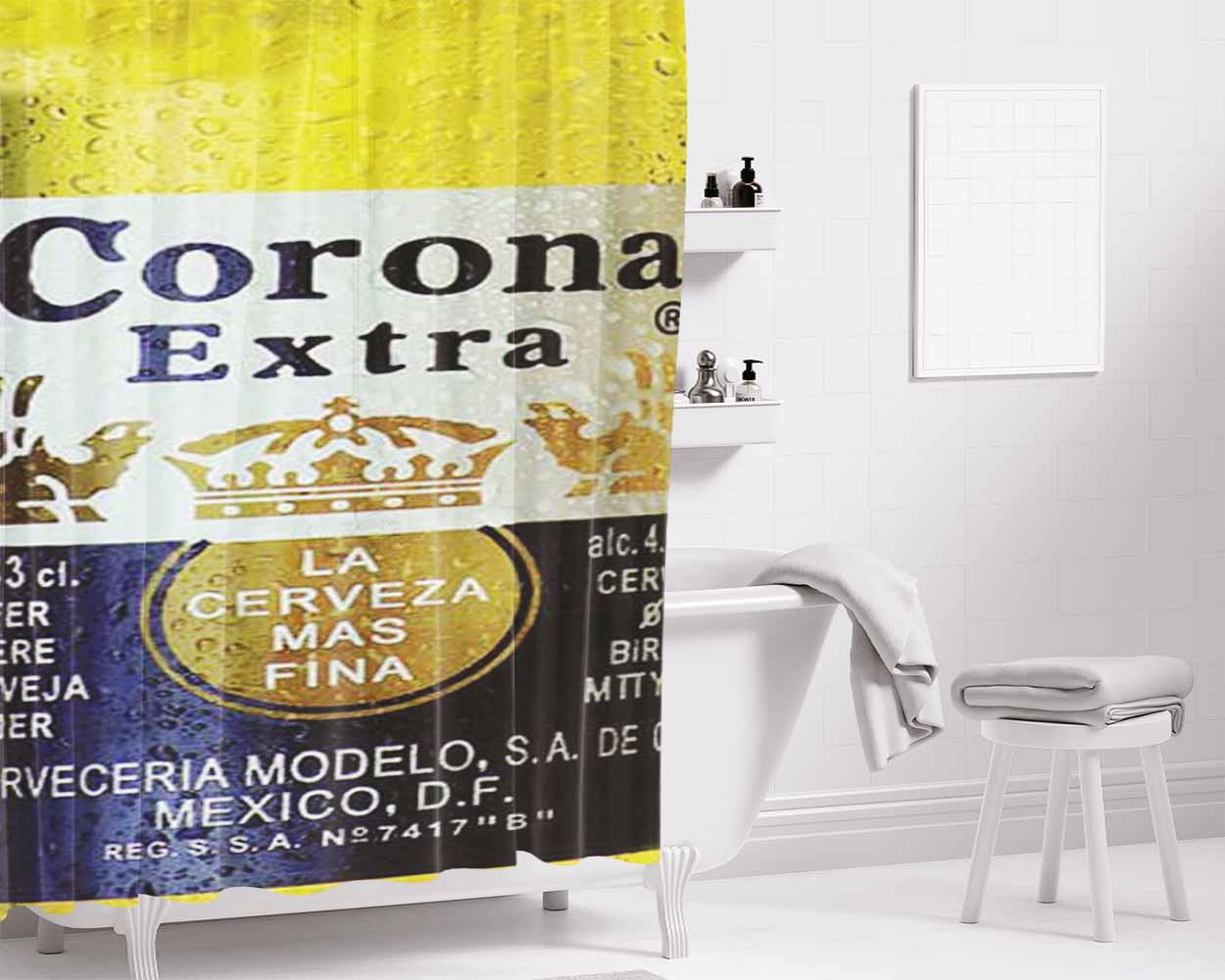 Corona Dripping Bathroom Shower Curtain Fabric Waterproof | 66 X 72 Inch