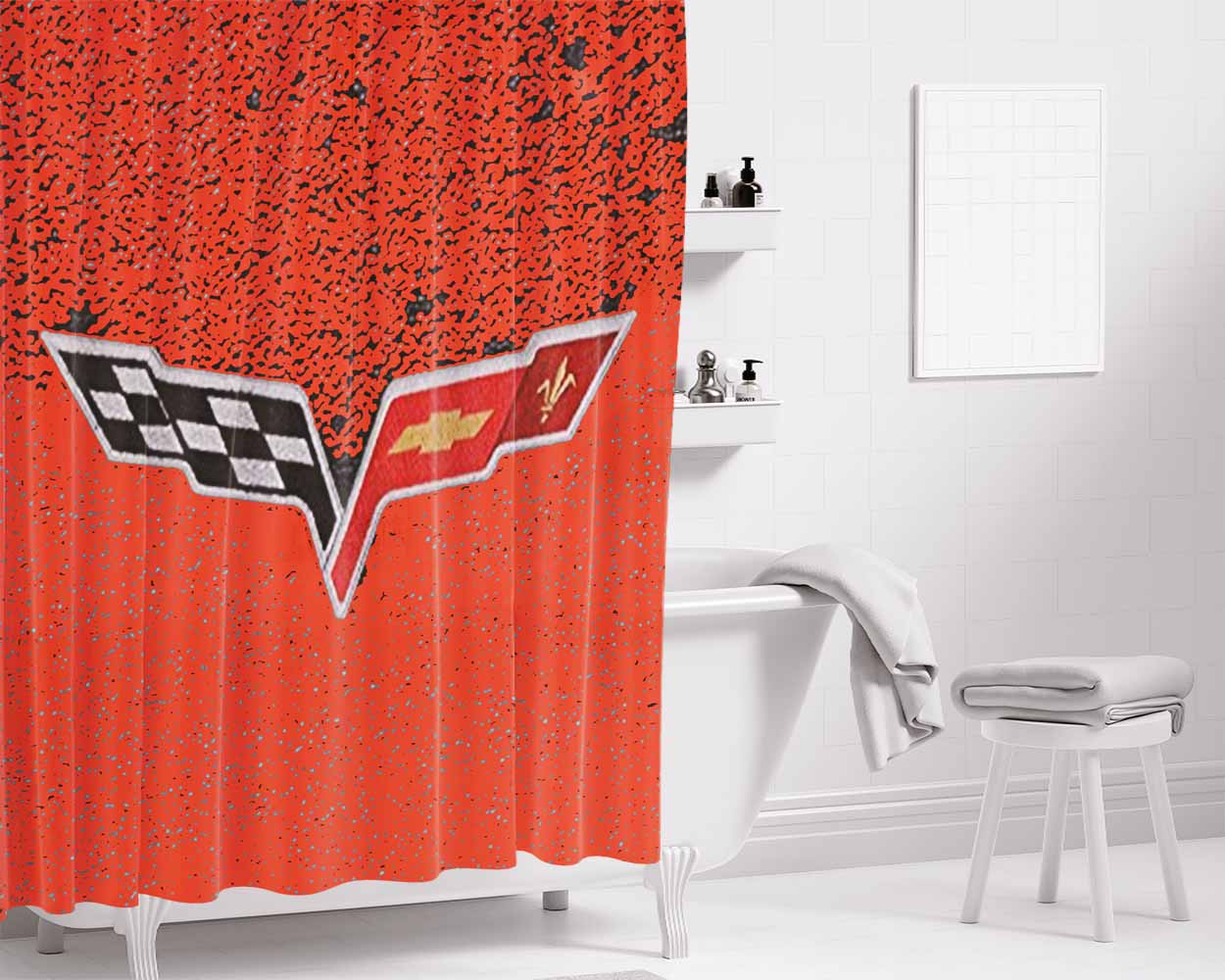 Corvette Art Logo 006 Bathroom Shower Curtain Fabric Waterproof | 66 X 72 Inch