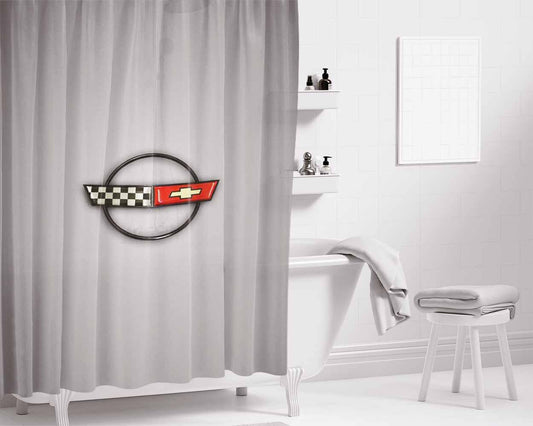Corvette C4 Flag Bathroom Shower Curtain Fabric Waterproof | 66 X 72 Inch