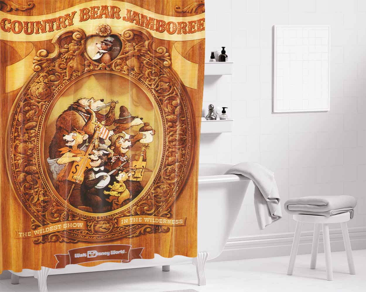 Country Bear Jamboree Bathroom Shower Curtain Fabric Waterproof | 66 X 72 Inch