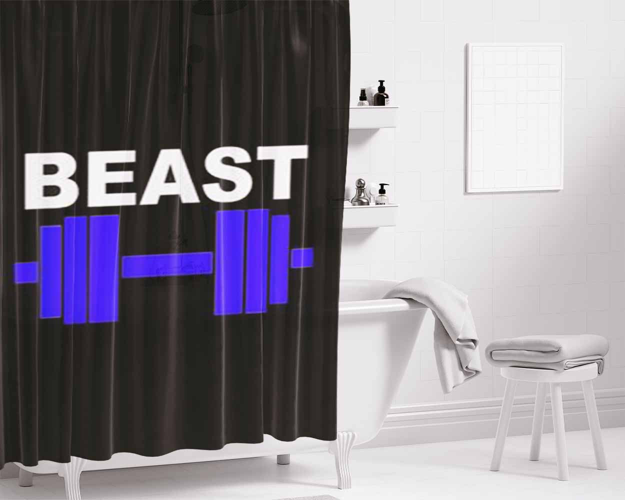 Couple Beast Bathroom Shower Curtain Fabric Waterproof | 66 X 72 Inch