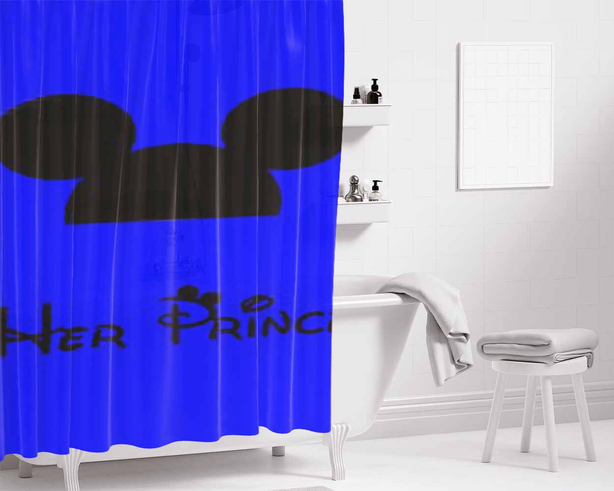 Couple Her Prince Bathroom Shower Curtain Fabric Waterproof | 66 X 72 Inch