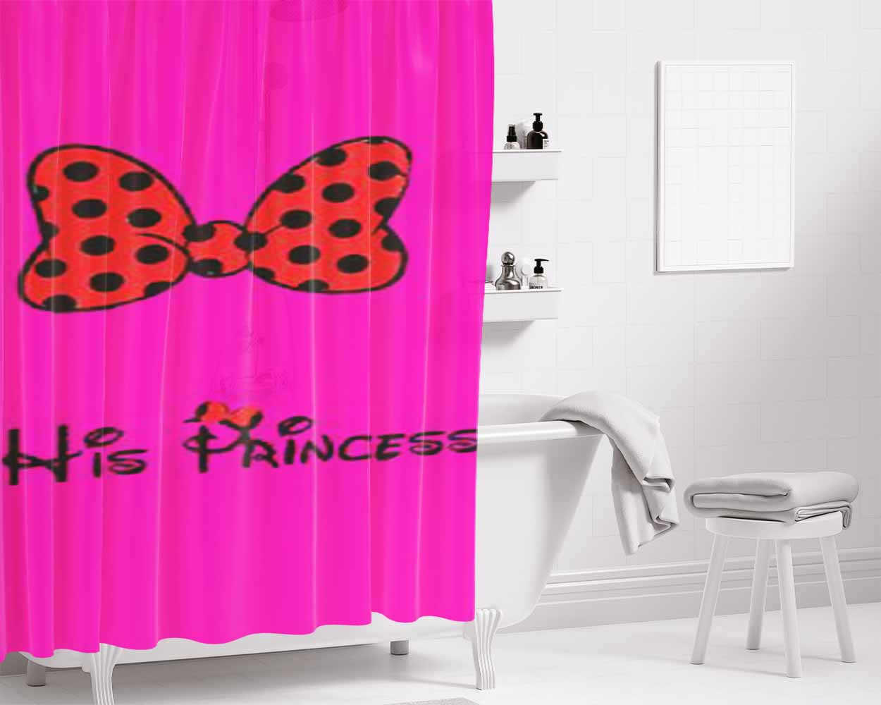 Couple His Prince Bathroom Shower Curtain Fabric Waterproof | 66 X 72 Inch