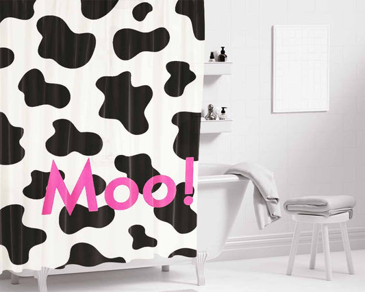 Cow Moo Pattern Bathroom Shower Curtain Fabric Waterproof | 66 X 72 Inch