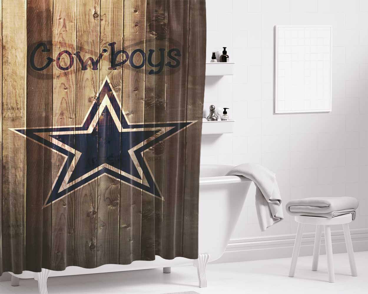 Cowboys Bathroom Shower Curtain Fabric Waterproof | 66 X 72 Inch