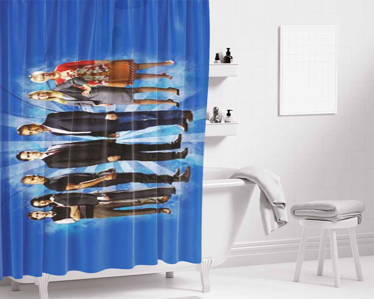 Criminal Minds Blue Radial Bathroom Shower Curtain Fabric Waterproof | 66 X 72 Inch