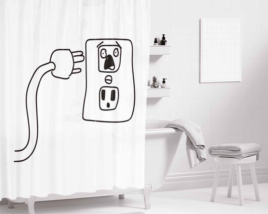 Crood Doods The Plug Bathroom Shower Curtain Fabric Waterproof | 66 X 72 Inch
