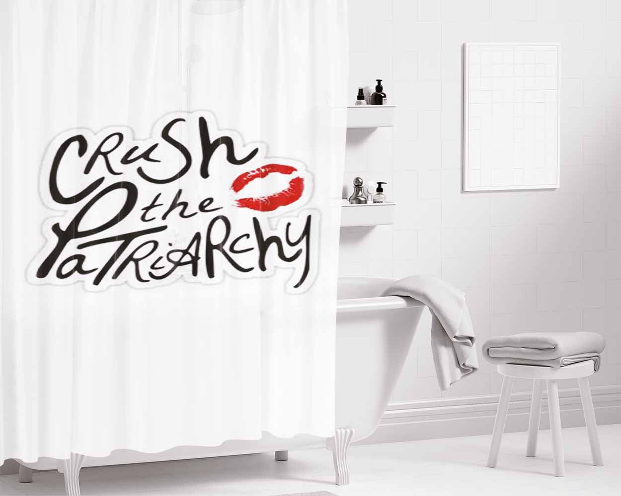 Crush The Patriarchy Bathroom Shower Curtain Fabric Waterproof | 66 X 72 Inch